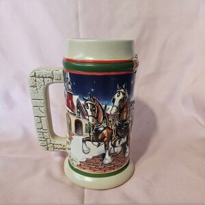 Vintage Ceramarte 1998 Budweiser Holiday Stein "Grant's Farm Holiday' Collectibl